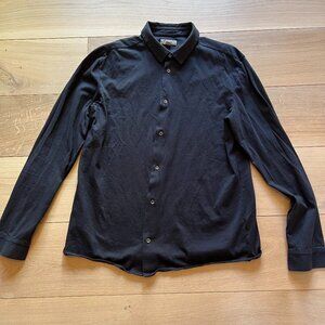 COS Mens M Medium Slim Fit Navy Button Up Down 100% Cotton Long Sleeve Shirt